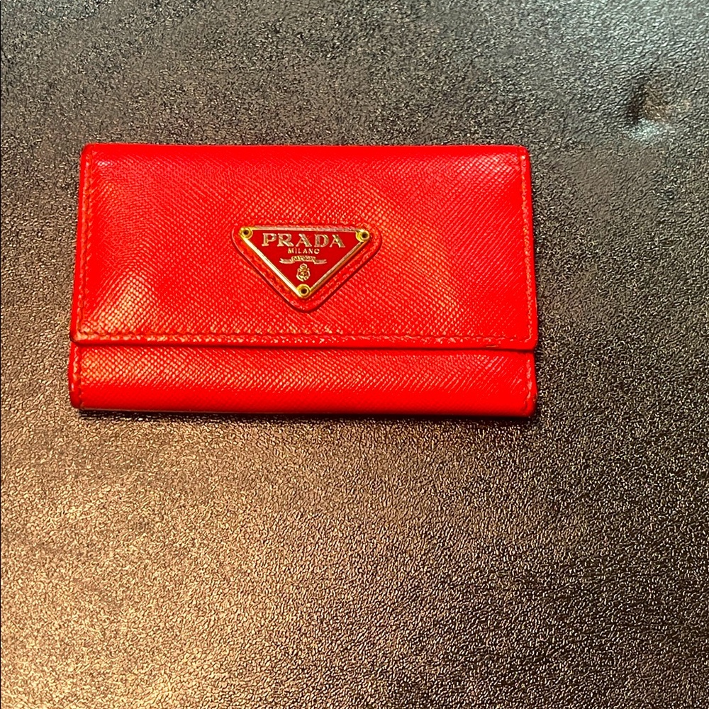 Prada Vibrant Red Saffiano Leather Keyholder